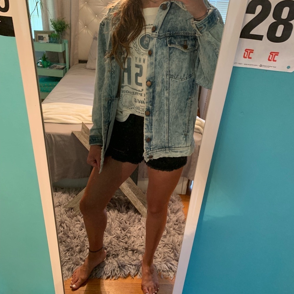 Vintage oversized big jean jacket blue denim cute small medium